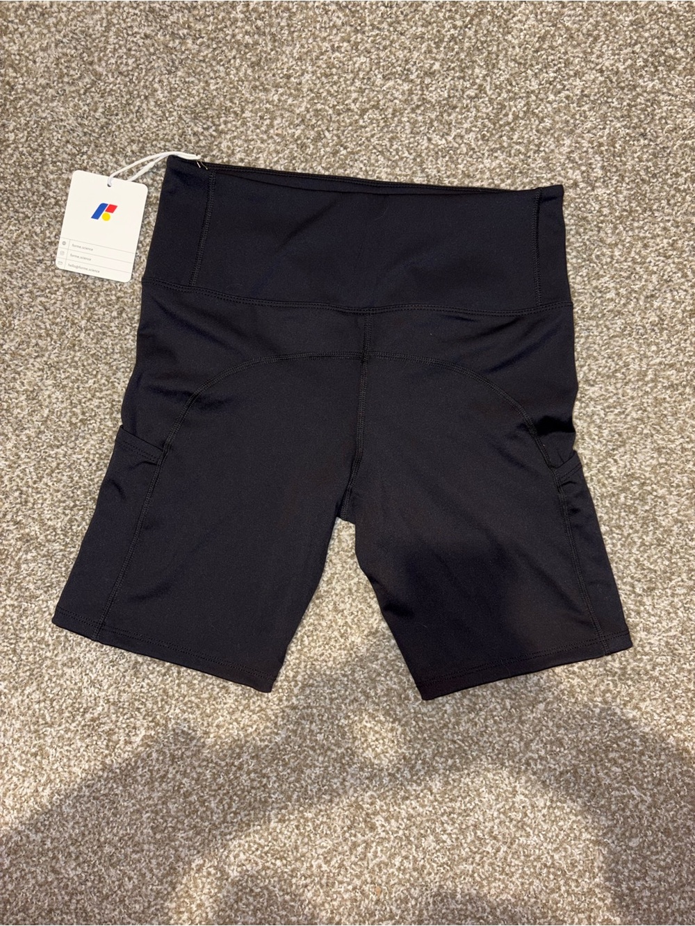High-Waist Black Women's Bike Shorts with Side Pockets